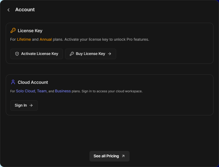 Activate License Key button