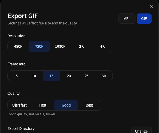 GIF export feature